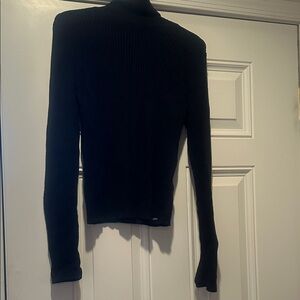 Black Ribbed Turtleneck Sweater